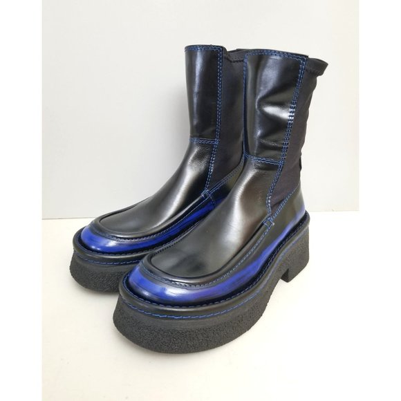 E8 by Miista for Free People Amarah Ankle Boots in Black Blue Size 38 - Picture 2 of 5